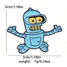1pc Animated Robot Brooch, Futurama Badge, Personal Accessory- Alloy Humor Pin - One-Of-A-Kind Fashion Accessory For Unforgettable Style Dress Accessories Pin For Clothes Bag Charm School