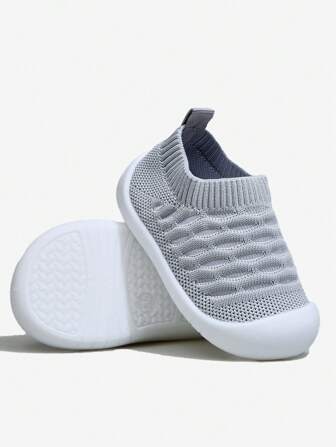  Yibubu grå barnskor, nätskor med andningsförmåga, mjuka och halkfria gåskor för nyfödda, utomhusskor för spädbarn, småbarn