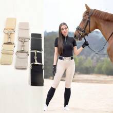 1pc Elastic Belt With Horseshoe Buckle For Equestrian Sports, Daily Wear And Outfits, Elasticity Equestrian Leather Belt With Buckle And Keychain Halloween Summer, School