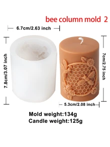 3D Relief Bienen Zylindische Kerzen Silikon Form DIY Waben Säule Aromatherapie Kerzen Gips Herstellung Werkzeug Handgemachtes Geschenk Dekoration - Weiss - Übersicht 15