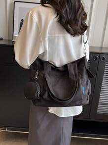 1pc Fashionable Casual Solid Color With Coin Purse Large Capacity Tote Bag ,Suitable For University/College Classroom / Commute/Work/ Festivals/Vacation/Holiday,For Women, Rookies & White-Collar Workers,Girl, College Students,Lady,Woman ,Or Women, Rookies & White-Collar Workers,Girl, College Students,Lady,Woman