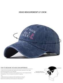 1入組中性BOAT HAIR洗水棉棒球帽，可調式戶外休閒棒球帽 - 藏青色 - 查看 4