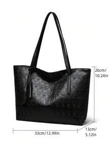 女士PU骷髏哥德風格隨機印花流蘇配件大容量時尚多功能外出肩背包