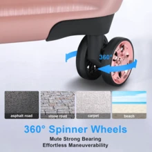 行李組新款可擴展ABS+PC 3件套裝，帶旋轉輪，輕巧，帶TSA鎖（20/24/28英寸） - 玫瑰金 - 查看 3