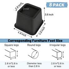 Der Rose Adjustable Bed And Furniture Risers Elevator Heavy Duty Bed Risers For Dorm Table Couch Sofa Wheels Suitable - 8 Gói 3 Inch - Xem 2