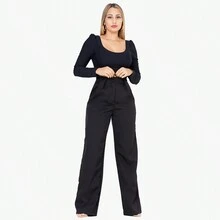 Women Pants - 黑色 - 查看 2