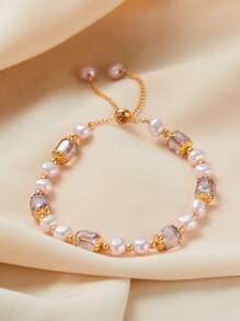 1PC Fashion Elegant Faux Pearl Bracelet For Women Party Accessories For Girls Adjustable Size Crystal Bracelet Girls Gifts