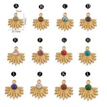 3pcs Stainless Steel Fan Shape Colorful Pendant DIY Necklace Earrings Jewelry Accessories Making