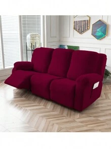 3seats Sofa Cover, Lounge Chair Sofa Cover, Big Leaf Jacquard Stretch Sofa Cover, Three Sofa Cover, Waterproof And Anti-Fouling Furniture Protective Cover, Winter Insulation And Breathable, Home Decoration. - Burgundy - View 2