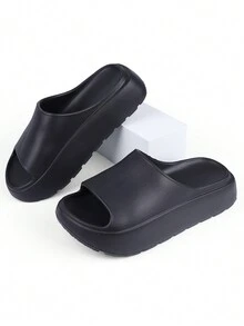 女士厚底EVA雲拖鞋，防滑，舒適家居拖鞋，夏季新品，可外穿 - 黑色 - 查看 4