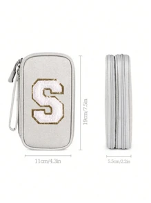 1 bucată Fashion Simplicity Culoare uni Prosop cu scrisori, țesătură din nailon brodat, Geantă digitală universală pentru bărbați și femei. Organizator de cabluri de călătorie, accesorii electronice husă de transport, portabilă, impermeabilă, cu straturi duble, geantă de depozitare all-in-one pentru cablu, încărcător, telefon, căști. NOU Geantă organizatoare de călătorie pentru depozitare cabluri Geantă de transport Geanta portabilă, impermeabilă, cu straturi duble, pungi de depozitare pentru cablu de cablu. 1 buc. Organizator electronice, husă organizatoare pentru accesorii electronice Geantă de depozitare pentru cablu de călătorie impermeabilă pentru adaptor de alimentare, cabluri de încărcare, mouse fără fir, card SD, cablu USB și multe altele. Geantă de depozitare pentru cabluri de date digitale, organizator portabil pentru electronice de călătorie pentru hard disk mobil, bancă de alimentare, căști și încărcător, husă pentru telefon Căști fără fir Bluetooth Căști căști Căști pentru