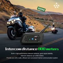 Intercomunicador de casco de moto Bluetooth EJEAS V6 PRO con auricular y micrófono inalámbrico BT de 1200M para 6 pilotos, resistente al agua - Negro - Ver 5
