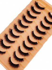 HBZGTLAD 10 对柔软蓬松自然纤长 3D 仿貂皮睫毛套装，适合化妆 - 眼尾拉長款 - 查看 4