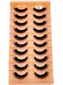 HBZGTLAD 10 对柔软蓬松自然纤长 3D 仿貂皮睫毛套装，适合化妆 - 眼尾拉長款 - 查看 2