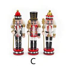 3PCS 13cm胡桃夹子小吊坠，卡通人偶圣诞树工艺品，圣诞节节日创意家居装饰，核桃士兵实木圣诞树挂饰，适合节日派对，圣诞派对，万圣节装饰，场景装饰，节日装饰 - 彩色 - 查看 7