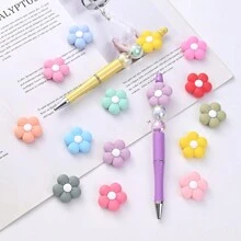 5入組矽膠花形主珠，適用於DIY珠寶製作，項鍊手鍊製作，裝飾珠子，鑰匙扣配件，筆裝飾 - 花朵 - 查看 2