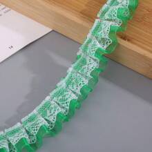 5m Colored Double Layer Pleated Lace Chiffon Lace Trim, 2.5cm Wide Clothing Accessory For DIY, Curtains, Skirts, Etc.