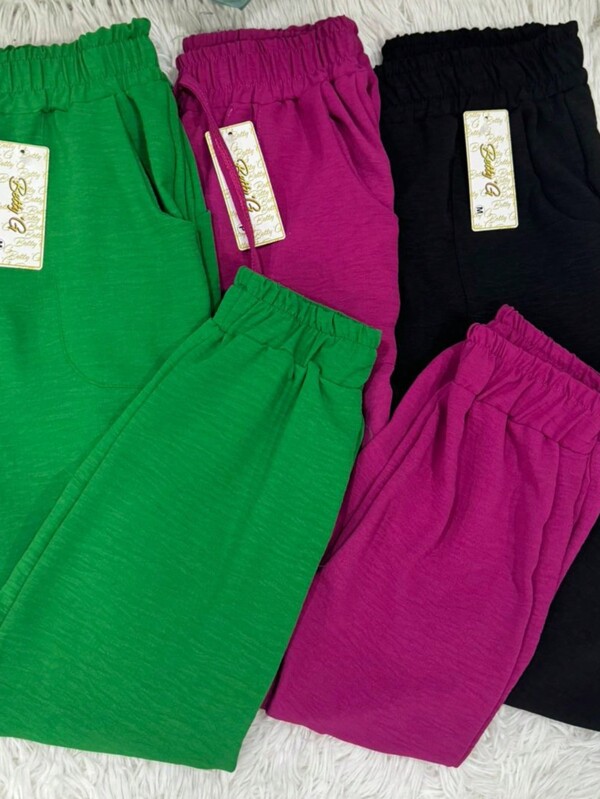 kit 3 peças de calça jogger soltinha bomber elastico na barra e na cintura com bolso
