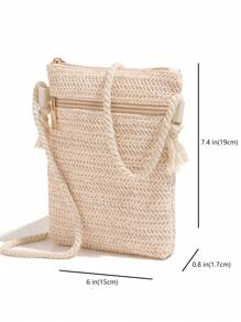 Women's Fashion Print Crossbody Bag - Chic Dual Zipper Shoulder Bag, Portable Travel Phone Pouch