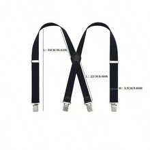 1pc Men Adjustable Elastic Suspenders, Suit Pants Clip Braces, Chinese New Year, Valentine's Day Gift, Daily Wear - Black - View 6