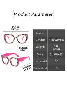 1 par de gafas con lentes transparentes con montura de estampado de leopardo en estilo cat-eye oversize Y2K para mujer, accesorios de gafas minimalistas transparentes de uso diario para mujeres - transparente - Ver 10