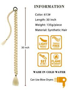 长款编织马尾接发带发带直发环绕式接发马尾自然柔软合成假发女士日常佩戴圣诞新年狂欢音乐节使用 16 英寸 26 英寸 30 英寸 34 英寸 1 件黑色 - 金色 - 查看 4
