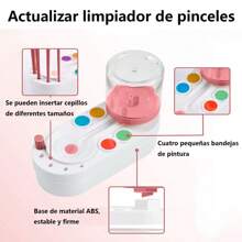 1pc Limpiador de pinceles de pintura, enjuagador de pinceles de acuarela con limpiador de desagüe, taza de enjuague de pinceles de pintura, dispensador de agua para pintura al óleo, limpiador de pinceles de pintura para acrílico y pintura a base de agua, suministros y herramientas para manualidades - Rosa - Ver 3