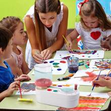 1pc Limpiador de pinceles de pintura, enjuagador de pinceles de acuarela con limpiador de desagüe, taza de enjuague de pinceles de pintura, dispensador de agua para pintura al óleo, limpiador de pinceles de pintura para acrílico y pintura a base de agua, suministros y herramientas para manualidades - Rosa - Ver 10