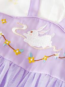 mini bala Girl's Dress Baby New Chinese Style Rabbit Print Princess Dress