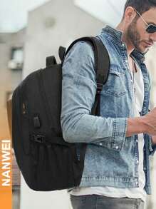 Mochila Para Ordenador de Gran Capacidad con Puerto USB y Antirobo Bloqueo Combinado,  Unisex Impermeable Mochila de Negocios, Mochila Antirrobo para Hombre, Mochilas Juveniles, Bolso para Computadora, Bolsa de Viaje, Regalos de Halloween y Navidad para Hombres - Negro - Ver 7