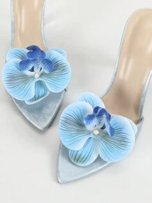 Vestido elegante y de alta gama para mujer con tela de orquídea 3D, asimétrico, gradiente, cómodo, con aire veraniego, elegante, sencillo y encantador, único y sexy, adecuado para fiestas nocturnas y eventos al aire libre con tacones altos de punta redonda