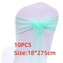 10pcs Organza Chair Sashes, Black Butterfly Chair Back Decorations, 18cm Wide X 275cm Long, For Wedding, Saudi National Day Party, Christmas Events And Celebrations, DIY Chair Decor