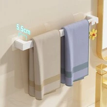 Perchero de toallas de plástico multifuncional montado en la pared sin necesidad de taladrar, soporte grueso para zapatos de estante de baño, estante de almacenamiento de toallas de cocina a prueba de agua e impermeable a la humedad - Multicolor - Ver 5