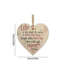 1 pièce Plaque décorative en bois en forme de cœur avec message inspirant, convient comme cadeau d'amitié pour les êtres chers, également pour la décoration murale de la maison, la décoration d'arbre, la décoration de chambre ou comme cadeau d'anniversaire/de remise des diplômes - Multicolore - Voir 2