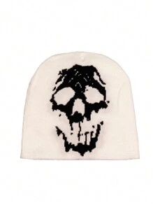 1 Peça Gorro de Malha com Caveira Masculino, Estilo de Rua Esqueleto Outfit de Outono
