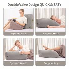 MOLOLAN 1 pieza Almohada inflable para elevar las piernas para ,Almohada Cojin Descansa Piernas Ortopedica Confort,Almohada en cuña para dormir - Almohada inflable para elevación de piernas para hinchazón, circulación, alivio del dolor de piernas y espalda, soporte de piernas de cloruro de polivinilo para recuperación después de cirugía, cadera, pie, tobillo,alivio del dolor y descanso cómodo, lectura y relajación, ropa de cama, hogar