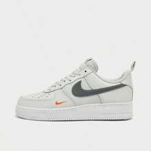 Men's Nike Air Force 1 Low SE Ripstop Casual Shoes: Modern Update With Premium Leather And Durable Ripstop Panels - HF3836-001/Photon Dust/Cool Grey/Safety Orange - View 1