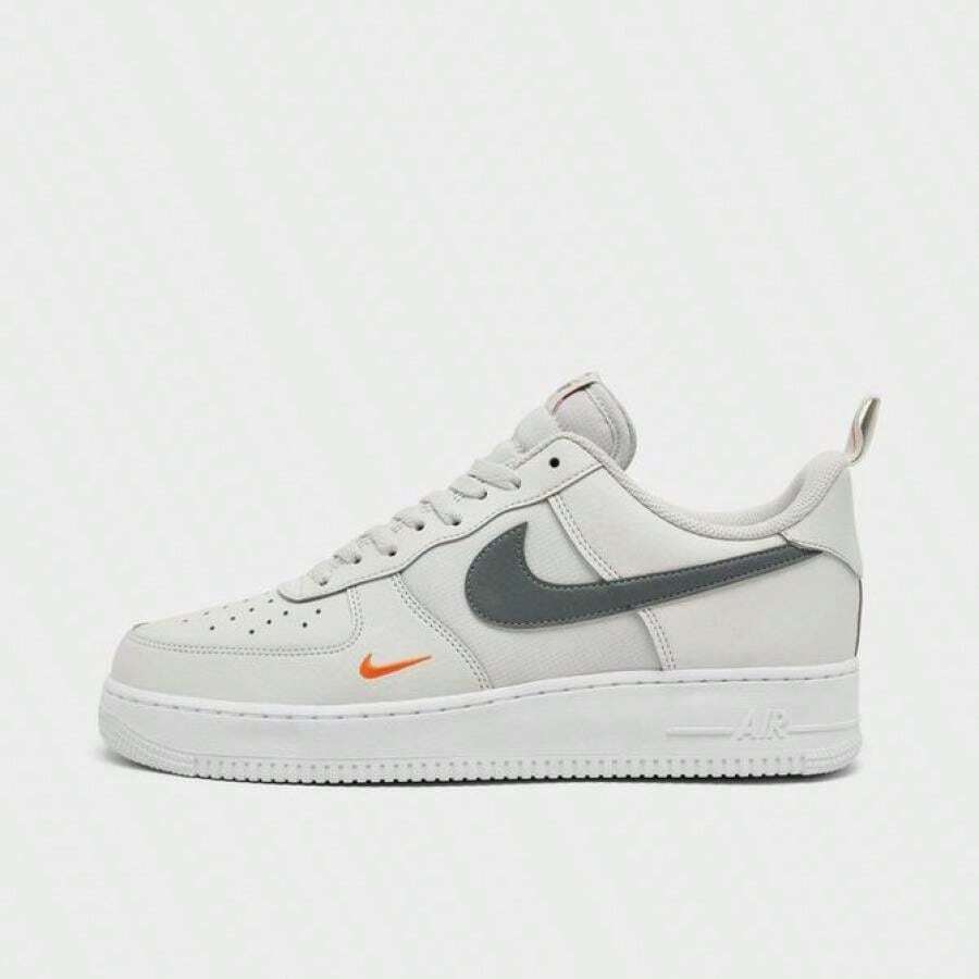 Men's Nike Air Force 1 Low SE Ripstop Casual Shoes: Modern Update With Premium Leather And Durable Ripstop Panels - HF3836-001/Photon Dust/Cool Grey/Safety Orange - View 1