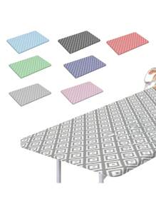 1 pieza Mantel impermeable rectangular de poliéster con funda elástica ajustable, se adapta a mesas plegables de 4/6/8 pies, protector de mesa lavable para picnic, camping, exterior