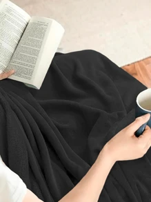 Ultra-Soft Bluelander 1-Piece Flannel Double Blanket - Black - View 2