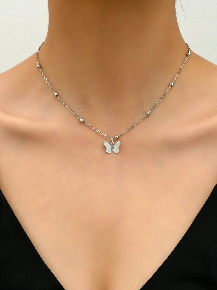 1pc New Arrival European & American Style Pearl Back Chain, Simple & Versatile Faux Pearl Body Chain Y Necklace Jewelry For Women - Silver - View 1