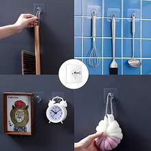 10 chiếc móc treo tường dính chắc chắn, không cần khoan, móc treo khung tranh, móc lưu trữ nhà bếp và phòng tắm, với 3 lớp cấu trúc nén gia cố để cầm chắc chắn hơn - Nhiều màu - Xem 8