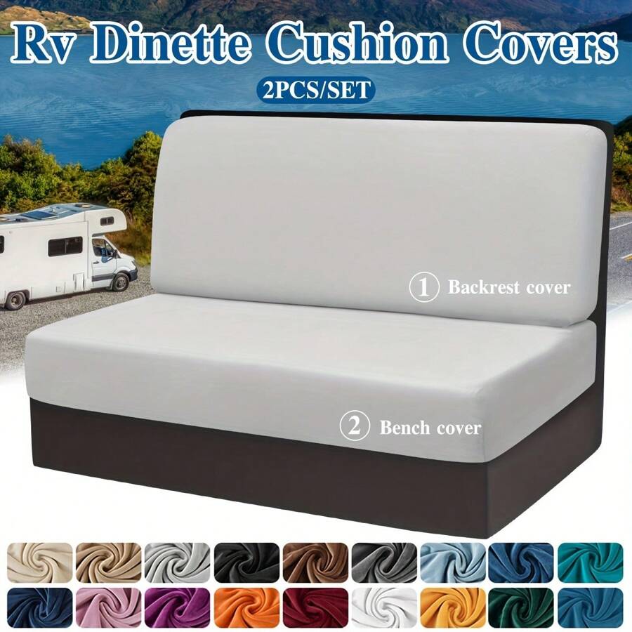 2pcs/Set Silver Fox Cashmere Solid Color RV Seat Cushion Cover - Black - View 1