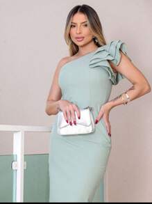 Women Midi Dresses - Mint Green - View 3