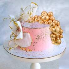 20/25/68pcs/Set Gold Ball Mini Balloon Cake Hats Foam Decorated Spherical Cake Insert Hats For Birthday Parties And Holiday Decorations - Gold - View 4