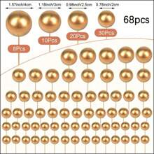 20/25/68pcs/Set Gold Ball Mini Balloon Cake Hats Foam Decorated Spherical Cake Insert Hats For Birthday Parties And Holiday Decorations - Gold - View 2