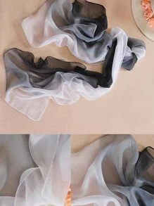 1條190*70cm黑白灰長款雪紡純色女士圍巾，披肩頭巾 - 黑與白 - 查看 2