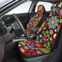 2入組印花 Paisley 個性化極簡汽車座墊套，全季適用 - 彩色 - 查看 1