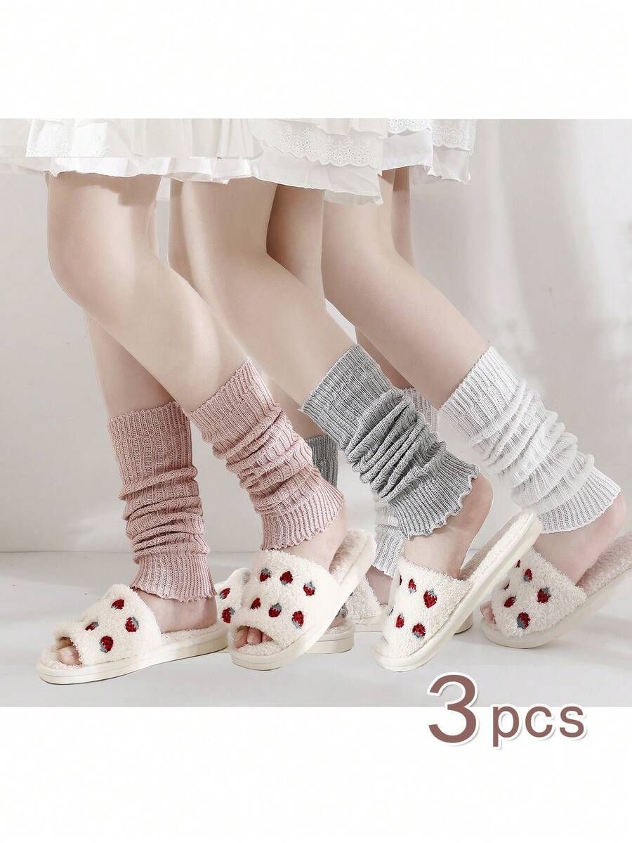 3 pares de calentadores de piernas de moda para niñas bebés y niños, adecuados para uniforme escolar y uso diario