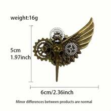 Broche de ala de engranaje de hueso de ave Steampunk, accesorio de joyería gótica para actuaciones - A - Ver 6